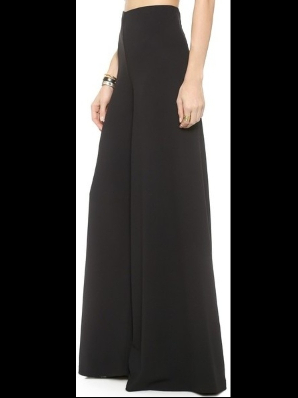 Alice + Olivia Employed Black High Rise ultra Wide Leg Trouser Pants Sz 8